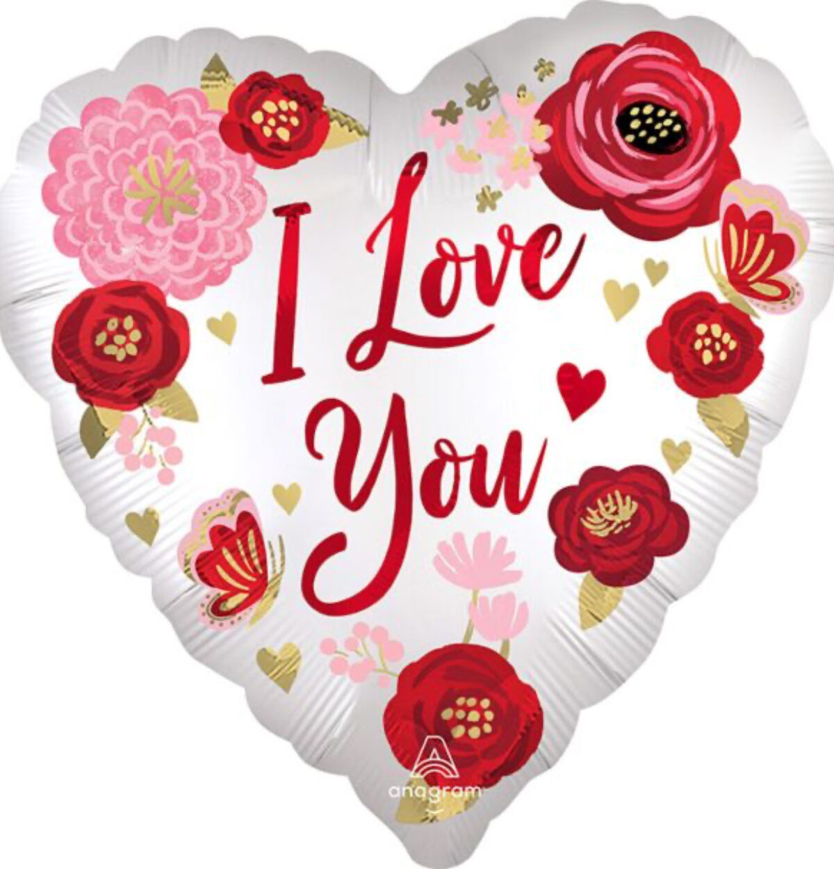 18" Satin Love You Flowers Balloon