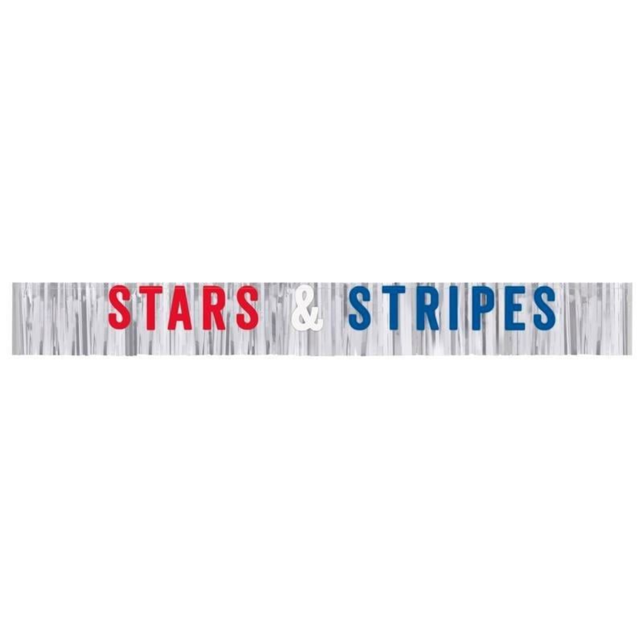 5636204917.jpg Silver Foil Fringe "Stars & Stripes" Letter Garland 6 ft.-1 - Image 1