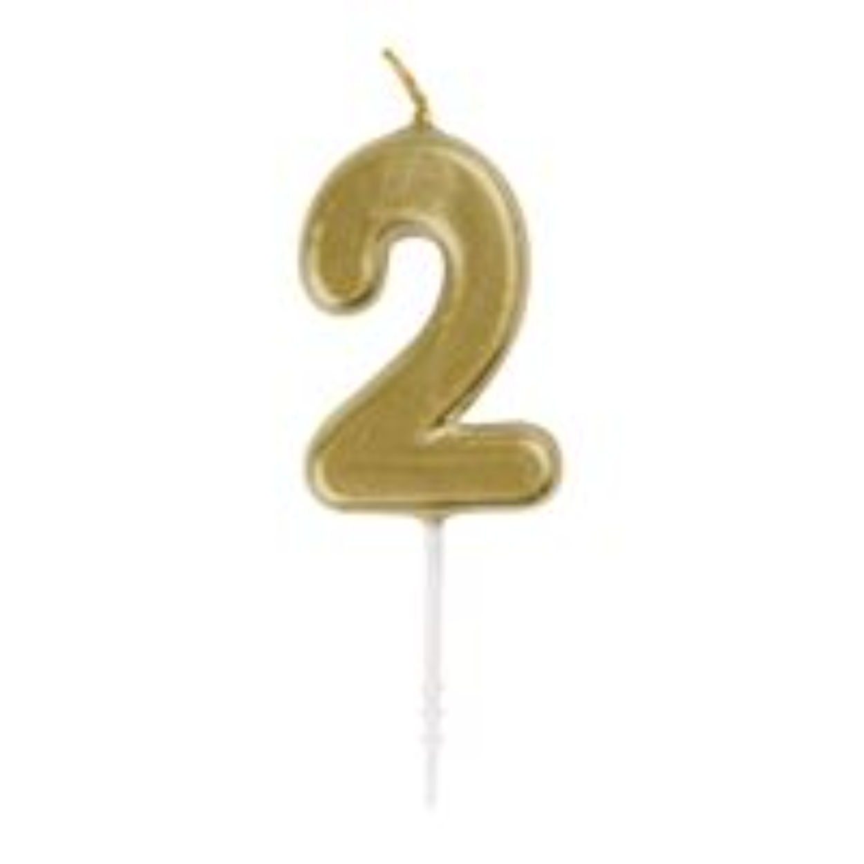 65919889_316_200x200.jpg Mini Metallic Gold Number 2 Pick Birthday Candle - Image 1