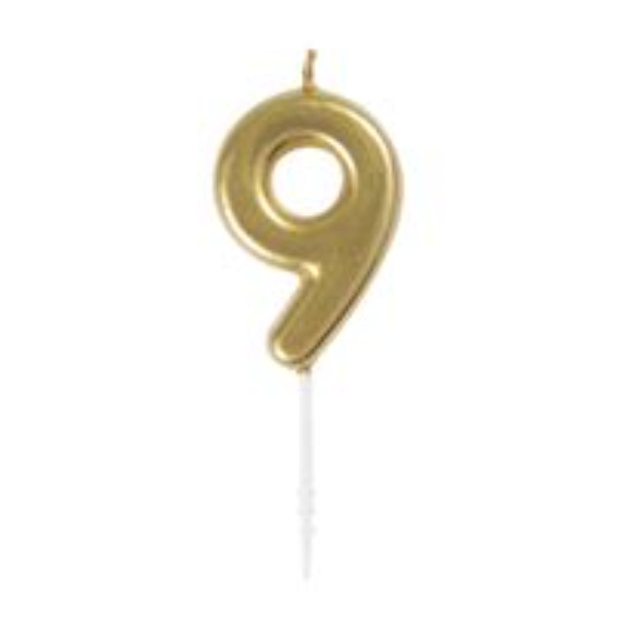 65919896_306_200x200.jpg Mini Metallic Gold Number 9 Pick Birthday Candle - Image 1