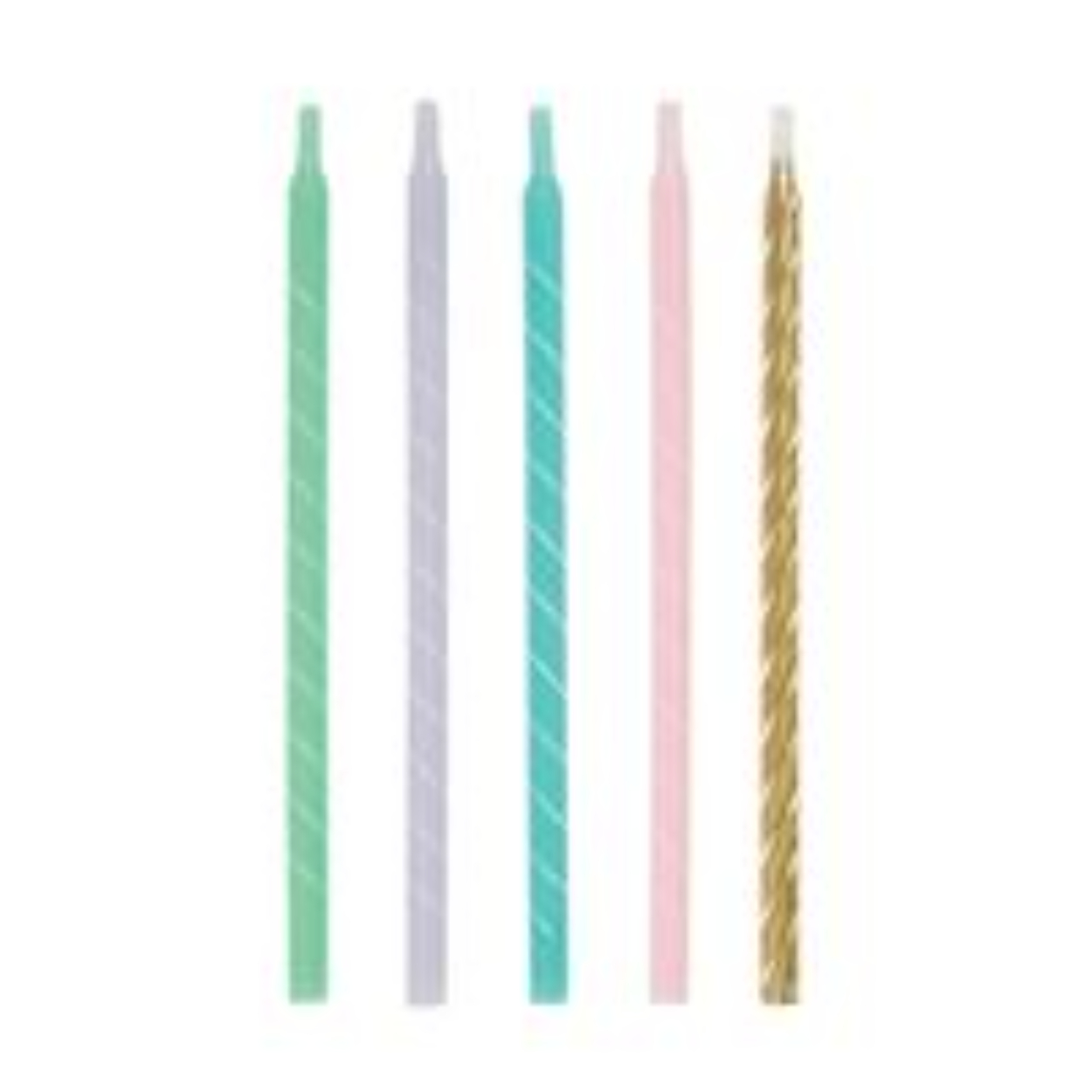 65919912_339_200x200.jpg Pastel Spiral Birthday Candles 5" - Assorted 12ct. - Image 1