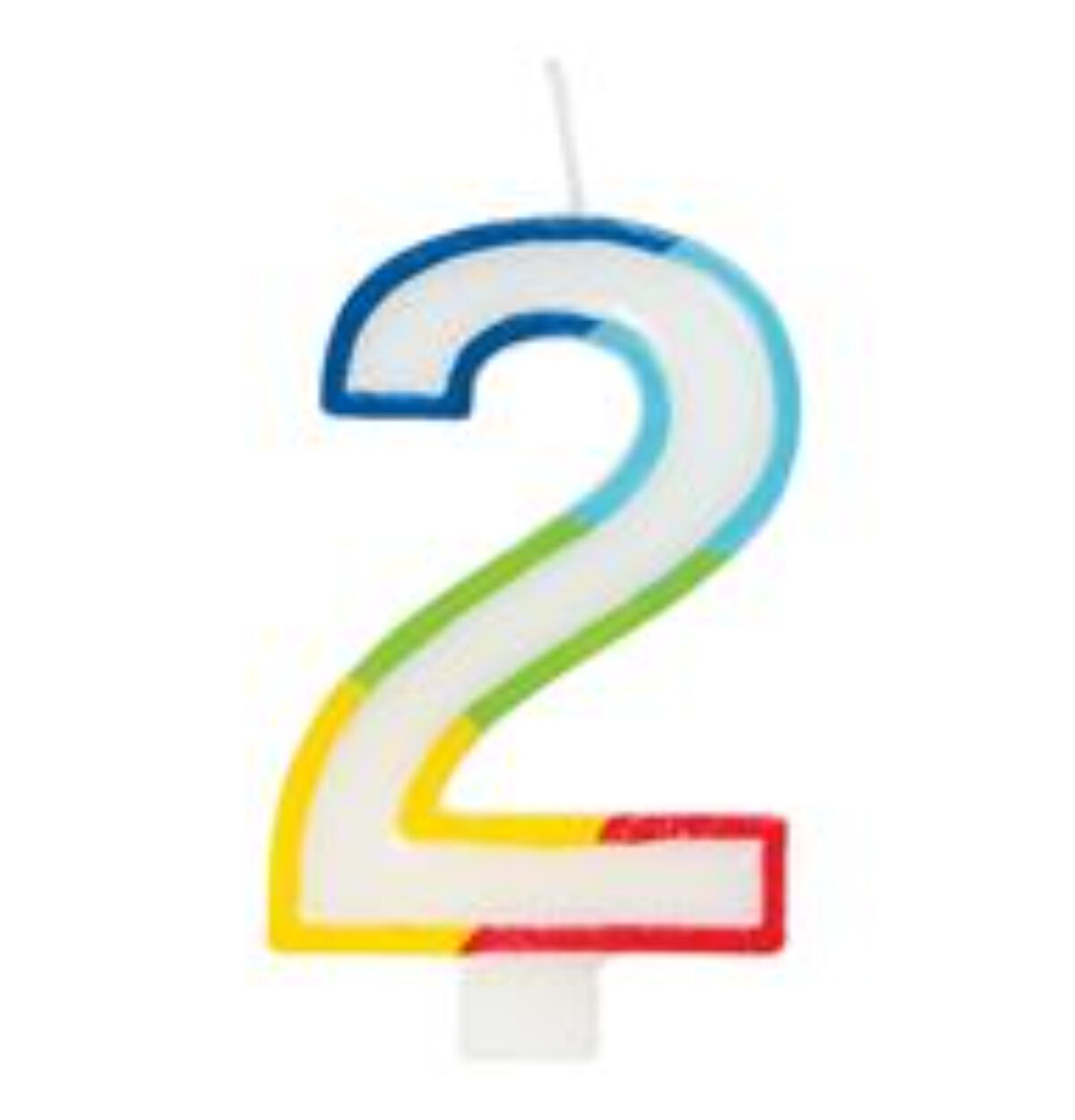 Rainbow Border Number 2 Birthday Candle
