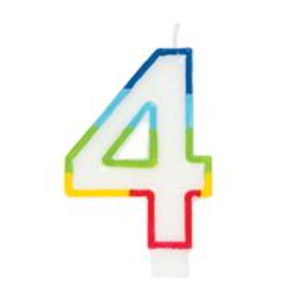 Rainbow Border Number 4 Birthday Candle
