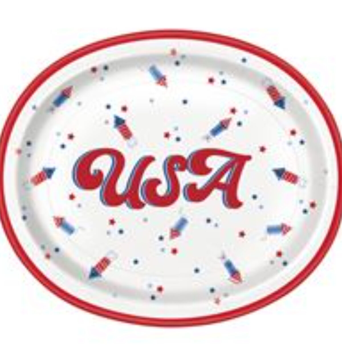 Patriotic USA "USA" Oval 12" Plates 8ct.