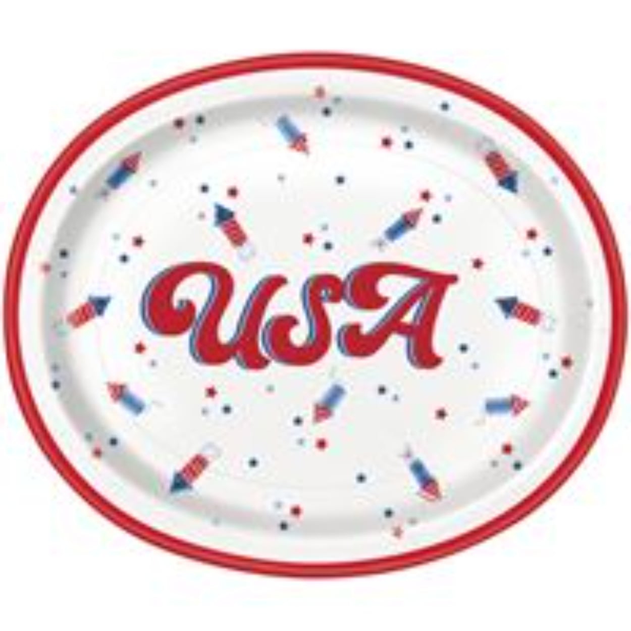 75247166_194_200x200.jpg Patriotic USA "USA" Oval 12" Plates 8ct. - Image 1