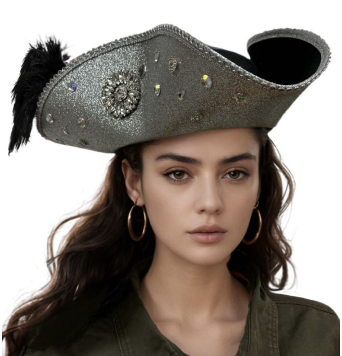 Deluxe Bling Pirate Tricorn Hat