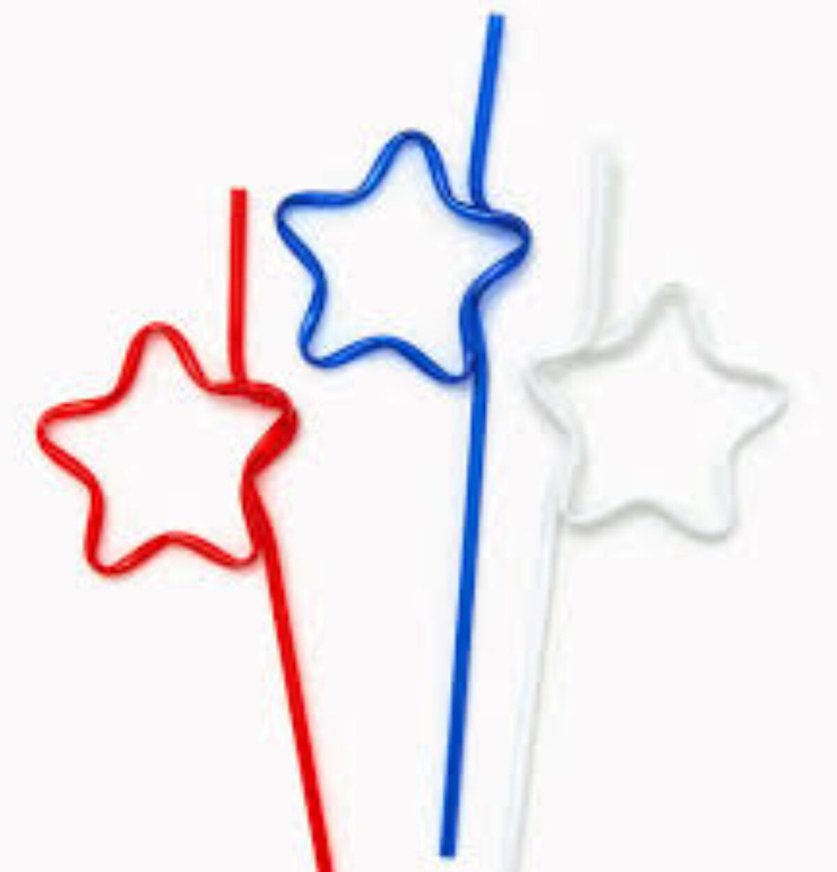 Assorted Red Clear & Blue Star Shaped Plastic Straws 6ct.