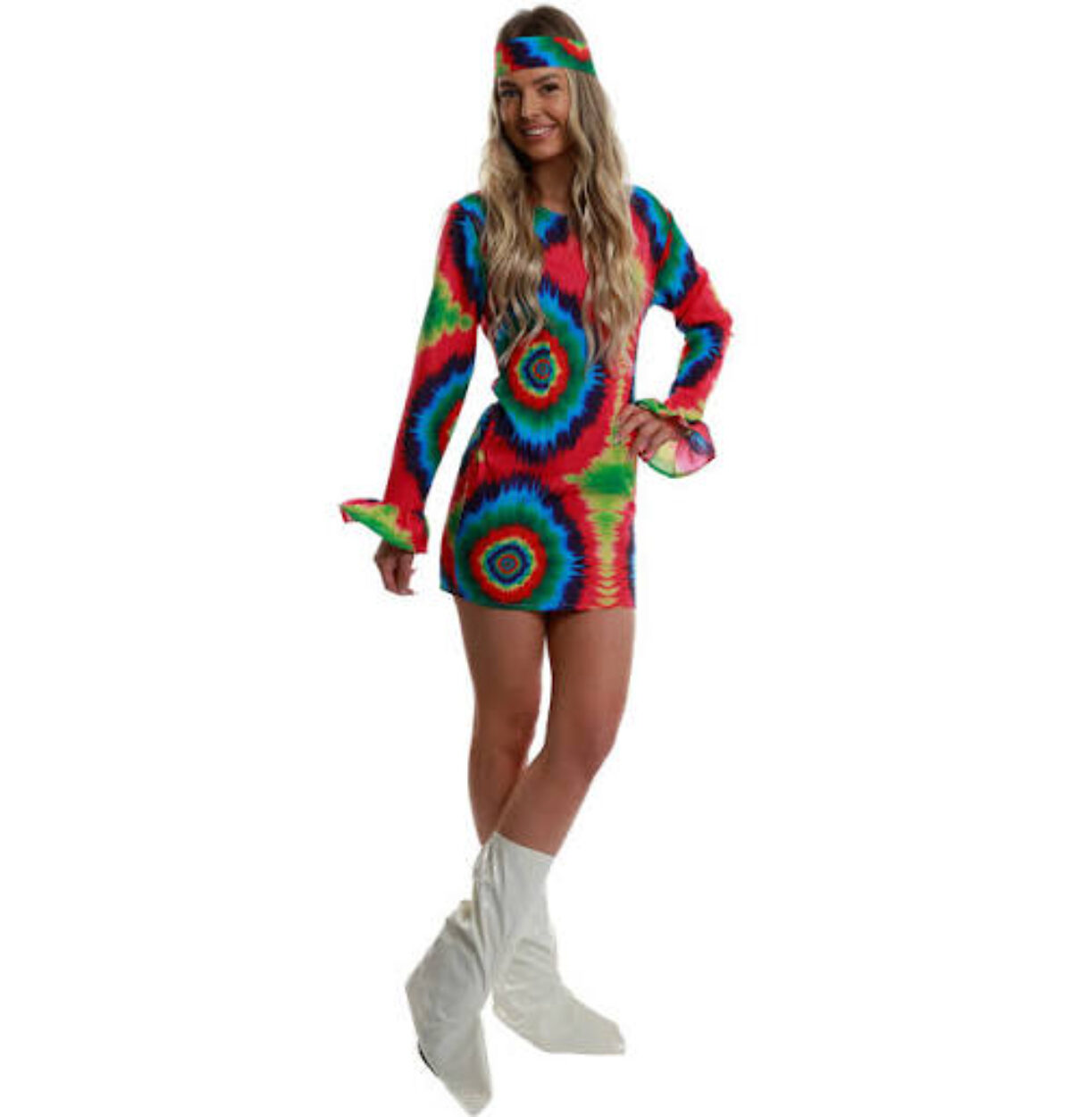 60S NEON TYE DYE GIRL WOMEN'S COSTUME MEDIUM 10-12