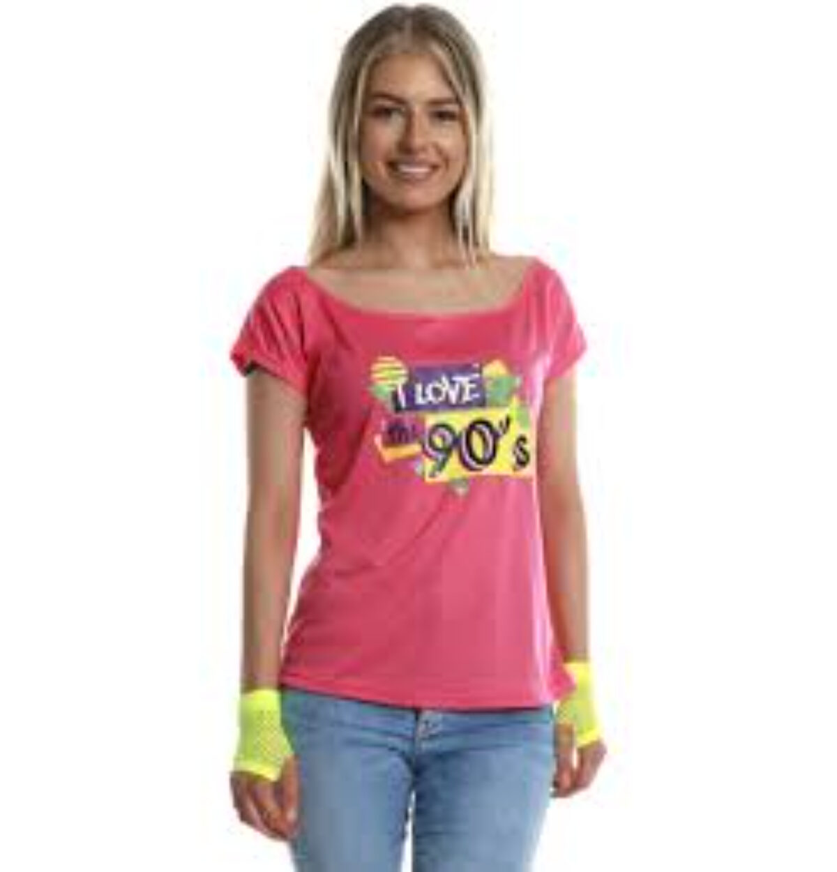 I LOVE THE 90S WOMEN'S COSTUME PINK SHIRT MEDIUM 10-12