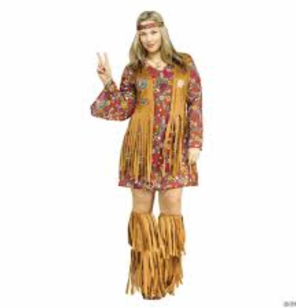 Womens Multicolor Peace & Love Hippie Costume - Small-Medium 2-8