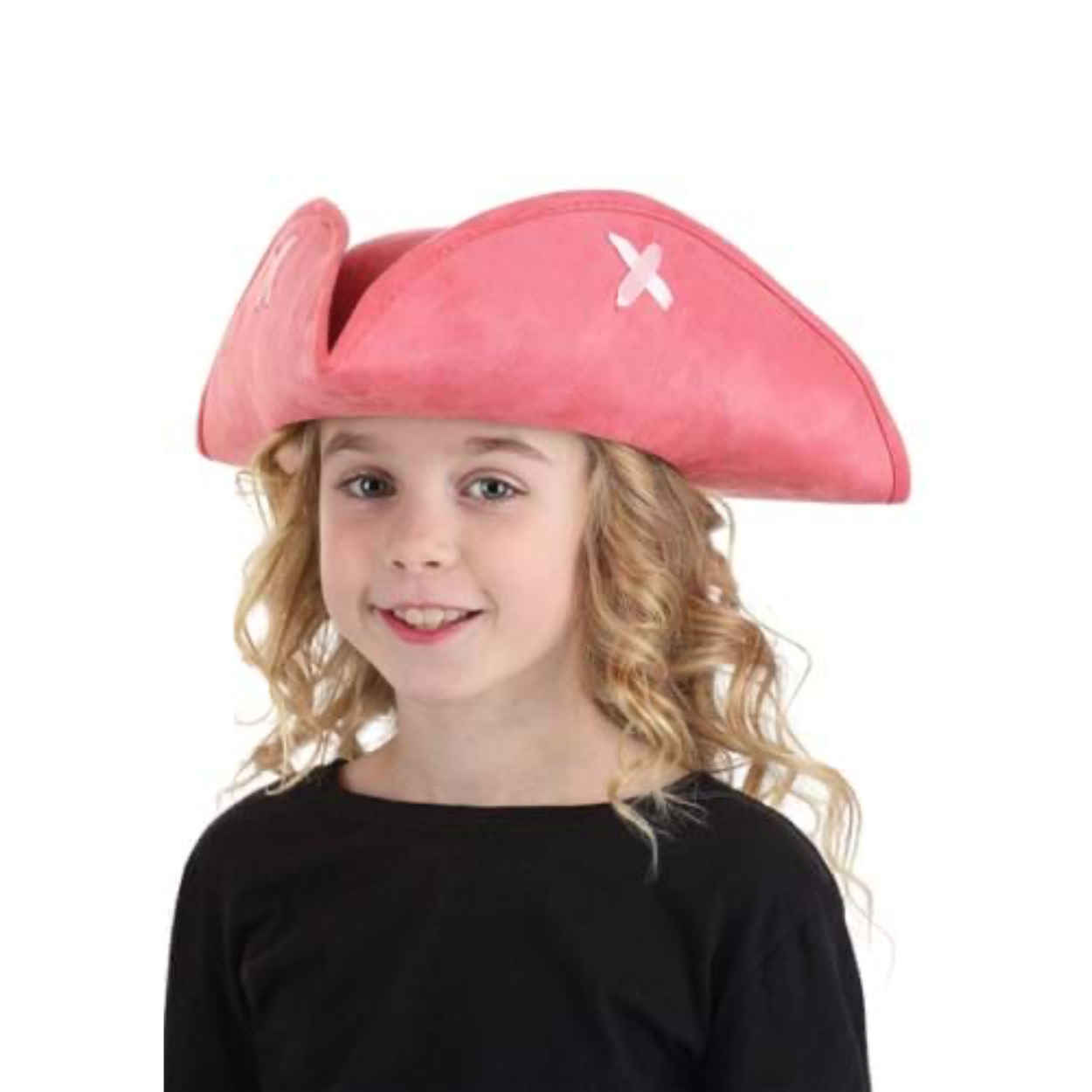 kids-pink-pirate-tricorn-hat-2.jpg Kids Pink Tricorn Pirate Hat - Image 1