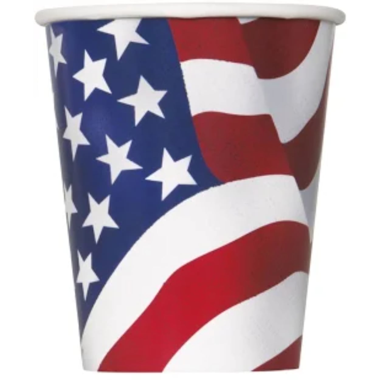 shopping-74.jpg USA Flag 9oz Paper Cups 8ct. - Image 1