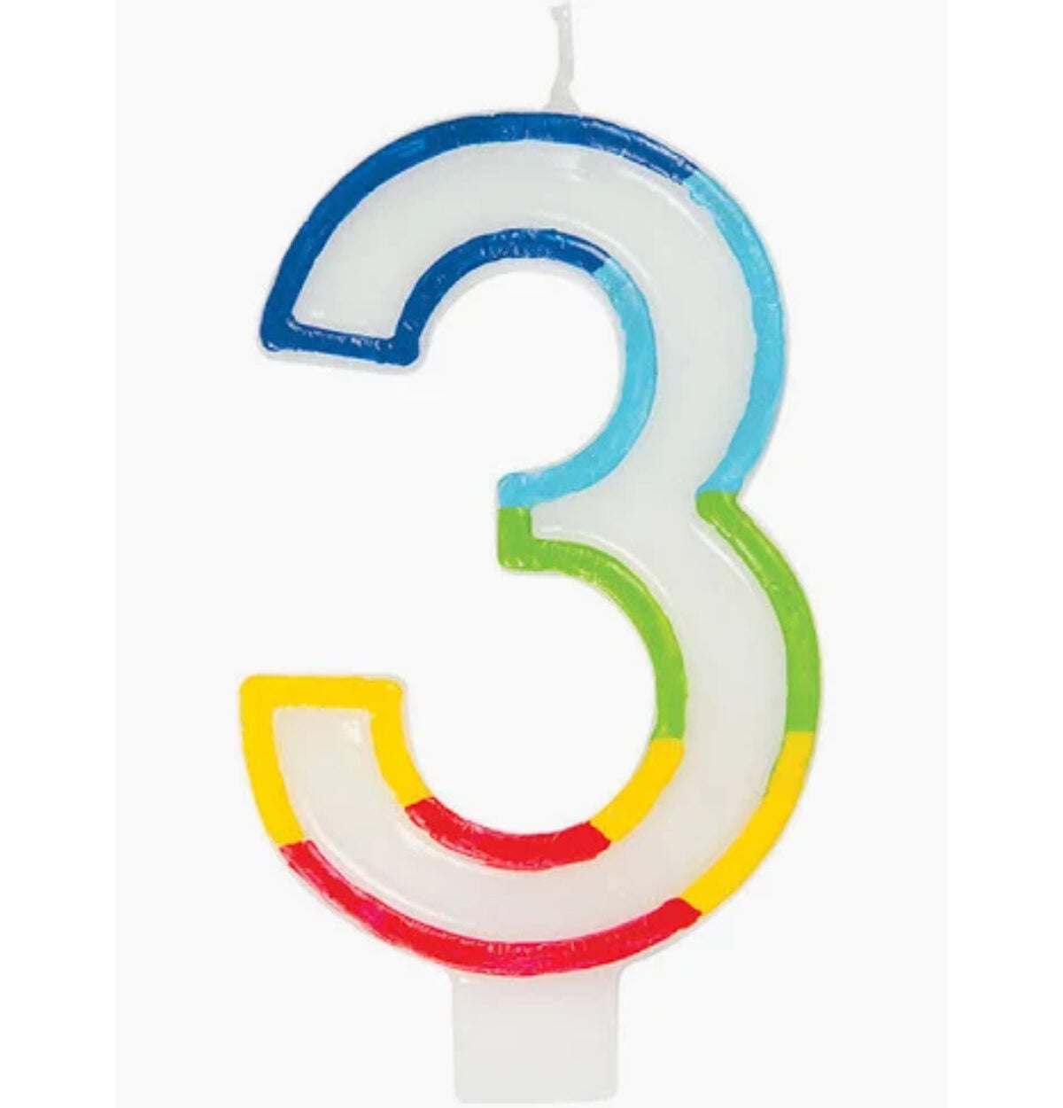 Rainbow Border Number 3 Birthday Candle